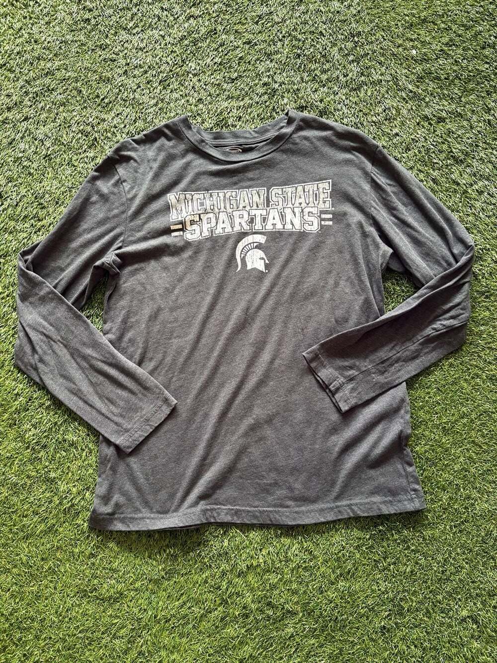 Concepts Sport Michigan State Spartans Long Sleeve Sleepwear Shirt Charcoal Gray